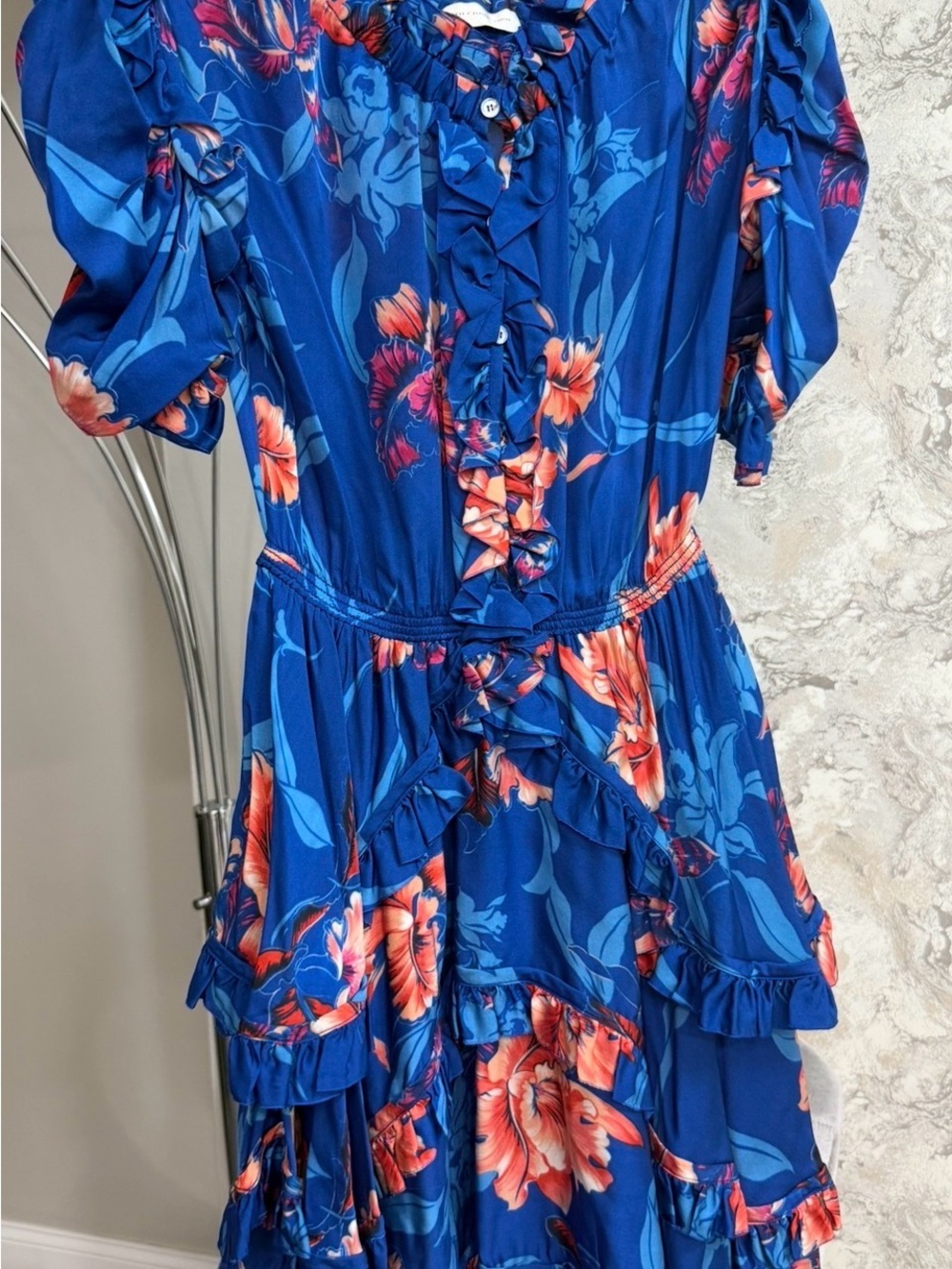 Faith Connexion Royal Blue Floral Silk Top